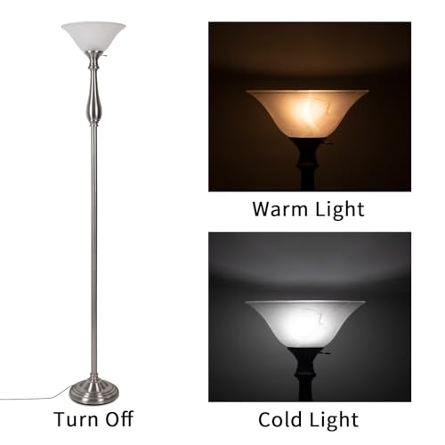 Torchiere Floor Lamps for Living Room Bedroom (Brushed Nickel - 72 inch)