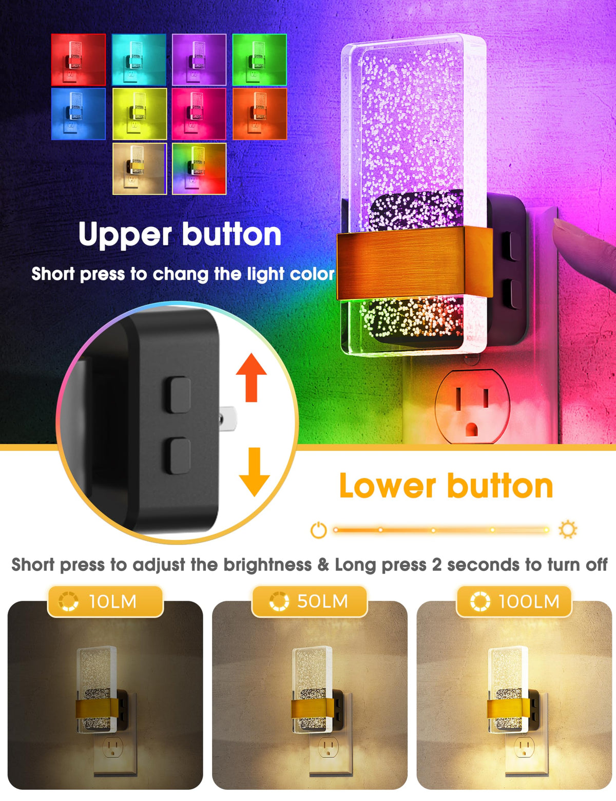 Night Lights Plug Into Wall (Golden)
