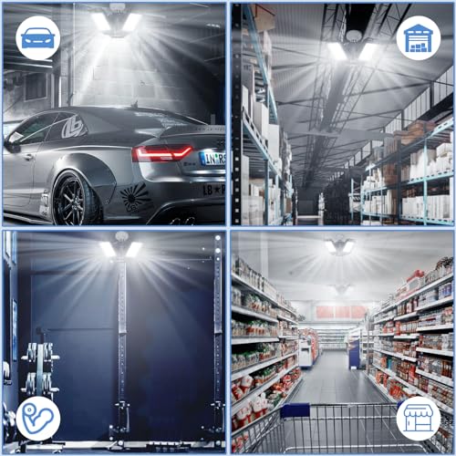 Garage Lights 6500K Shop Light with 6+1 Deformable Panels