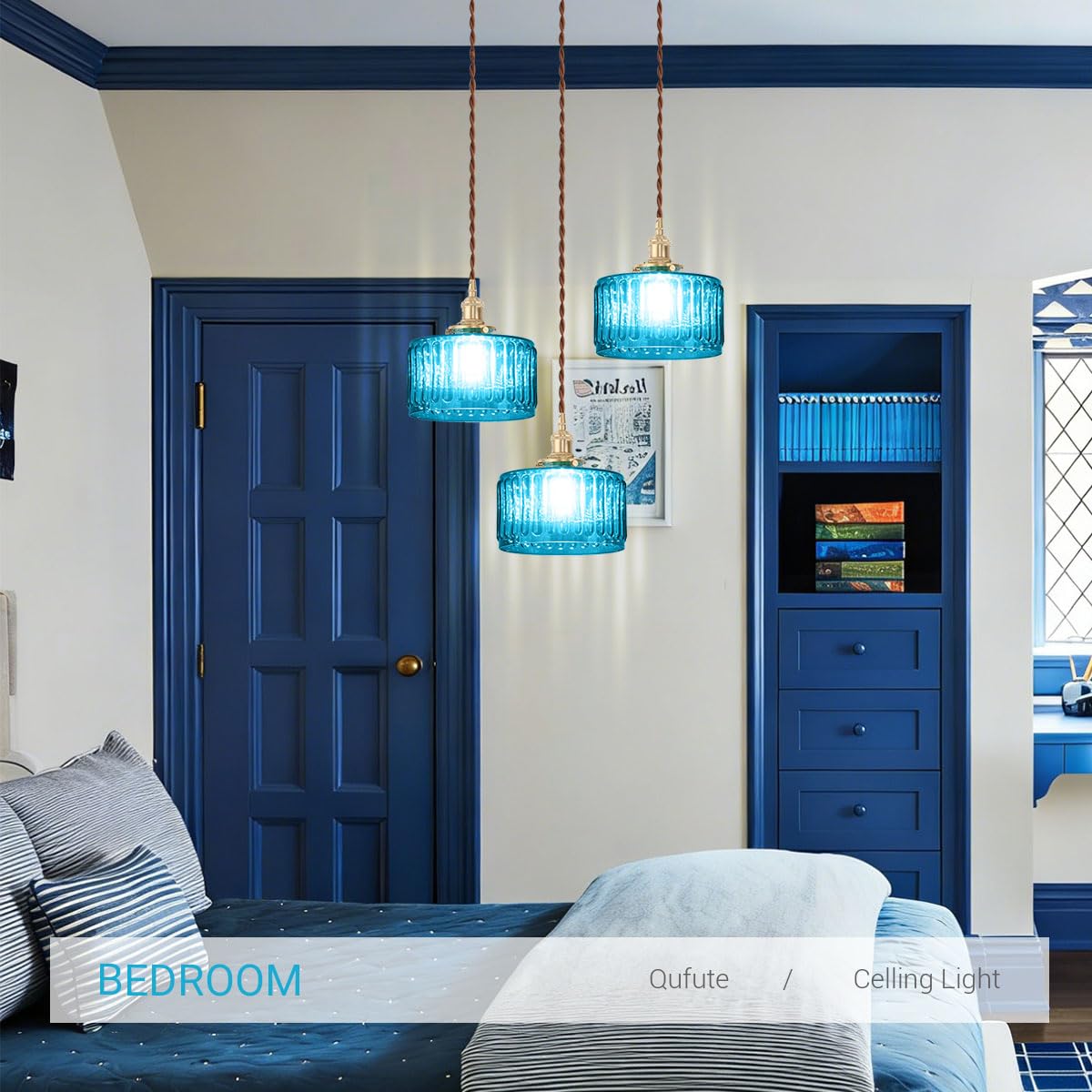 Mid Century 3 (Blue-Hardwired-3-Light-Cluster)