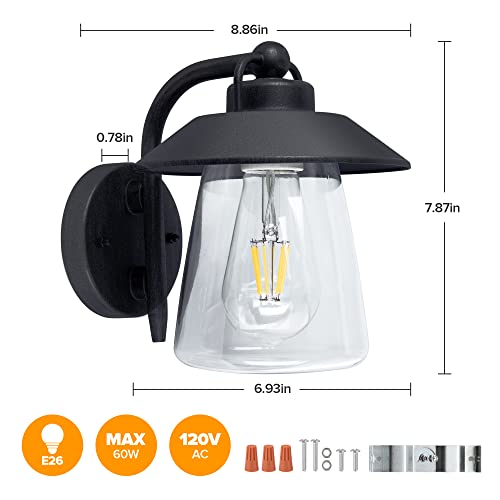 Outdoor Indoor Wall Lantern (Black / 1 Pack(No Dusk to Dawn))