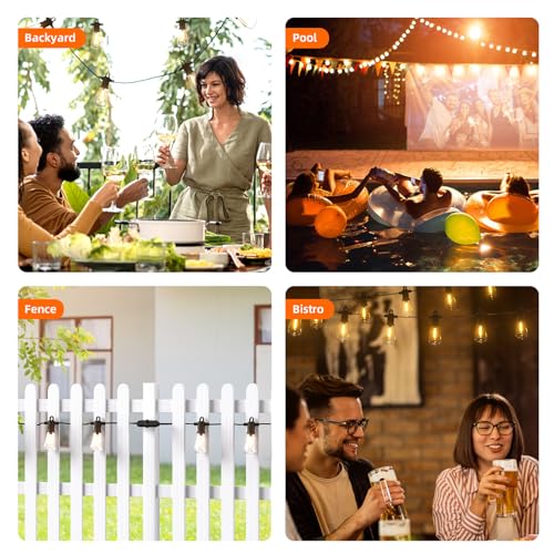 240FT String Lights for Outdoor Patio Waterproof LED Outside Lighting Commercial Grade 120+4 Bulbs Shatterproof Vintage String Lights for Outside Yard Balcony Bistro Porch Gazebo (240FT)