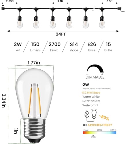 2W Commercial Outdoor String Lights