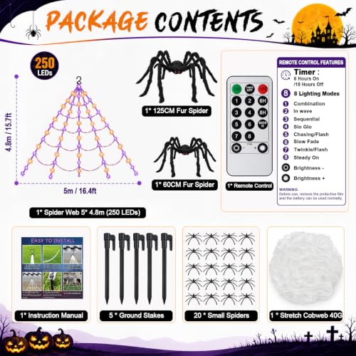 Halloween Spider Web Light Decorations