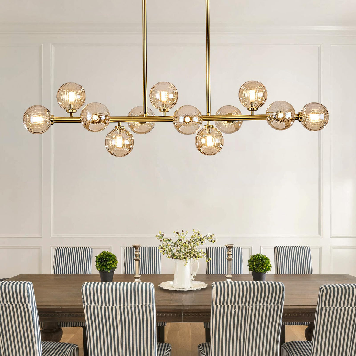 50" Large Glass Globe Sputnik Chandelier (Gold Amber / 12-Light 50 Inch)