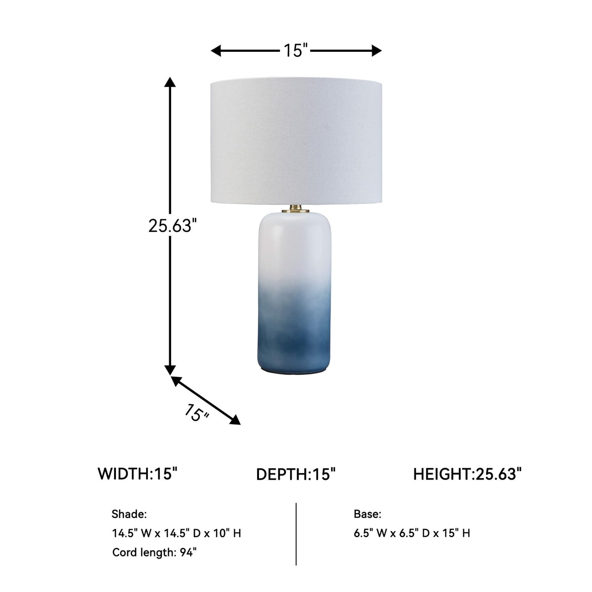 Coastal Ceramic Bedside Table Lamp (White/Teal)