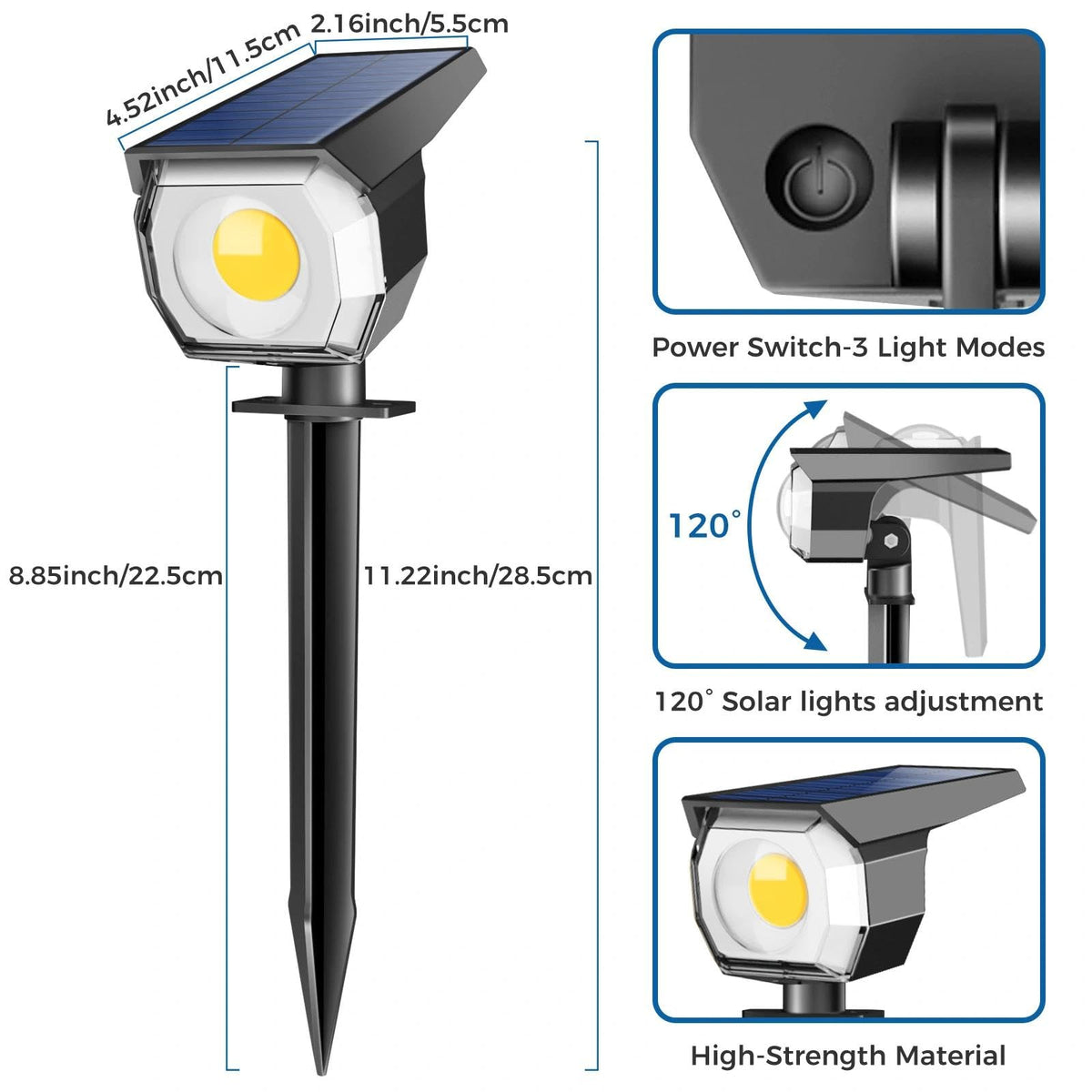 1 Pack Solar Spot Lights Outdoor Waterproof (1 Pack / Warm White)