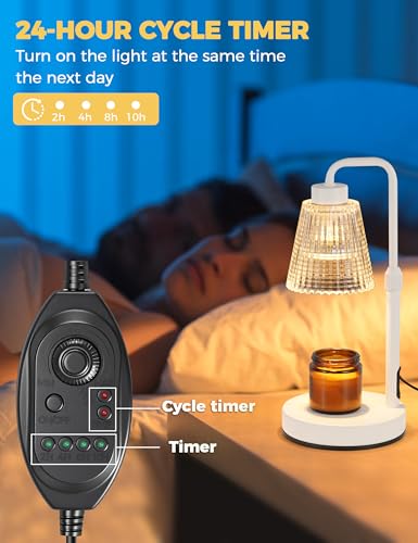 White Candle Warmer Lamp with 24h Cycle Timer (White)