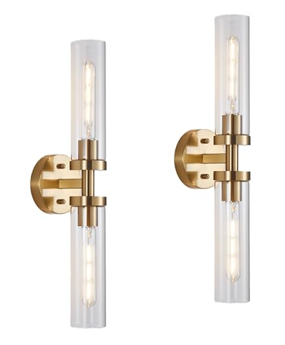 Brushed Brass Wall Sconces Set of 2 (Brushed Brass)
