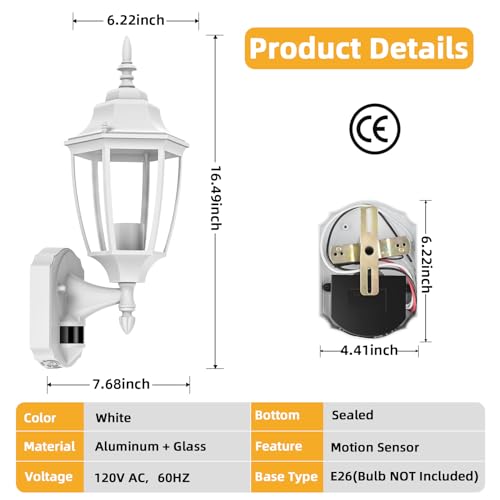 Motion Sensor Outdoor Wall Lights (White / 1 Pack)