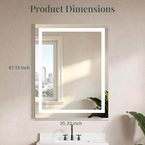 LED Bathroom Mirror with Lights (Led-white Rect / 48"L x 36"W)
