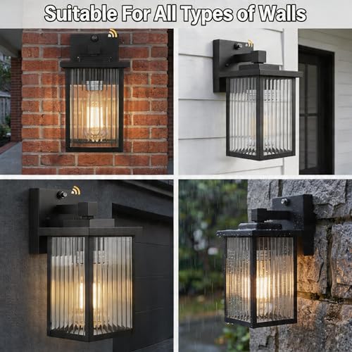2 Pack Black Dusk to Dawn Outdoor Wall Light (Black / 10.6''-2 Pack)