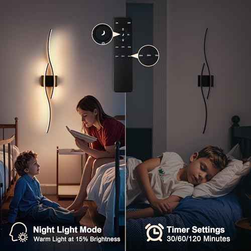 Wireless Wall Sconces (Black / 39.3 Inches (1 pack))