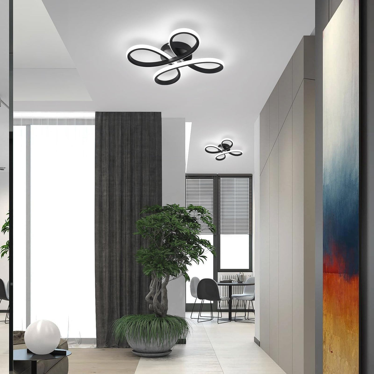 Modern LED Ceiling Light (Black-2Pack / 2 Pack)