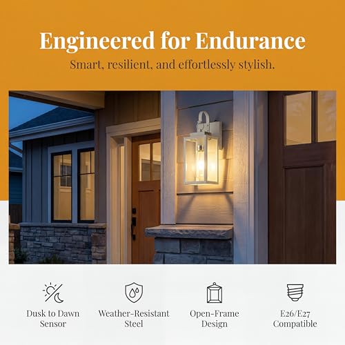 2 Pack 11.8" White Dusk to Dawn Wall Mount Porch Light (11.8'' 2 PACK / White)