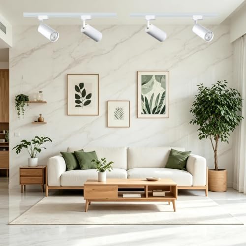 Plug in LED Track Lighting Kit 4000K Natural White 20W 2PCS White H Type