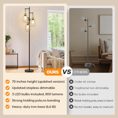 Dimmable Floor Lamp (Black & Gold Edge)