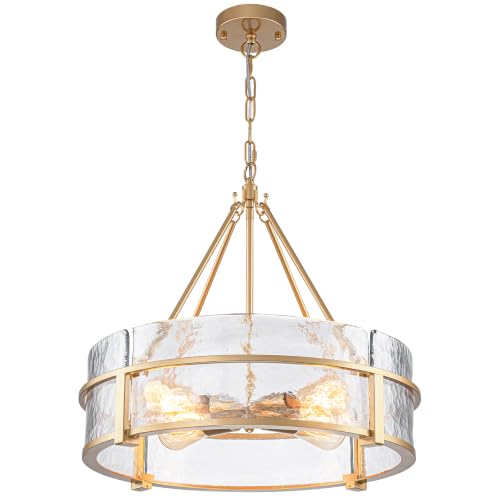Glass Chandelier Textured Crystal Drum Kitchen Island Ceiling Light Fixtures