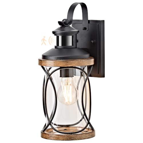 14" Farmhouse Motion Sensor Wall Light (Wood Grain / 14''(1-Pack))