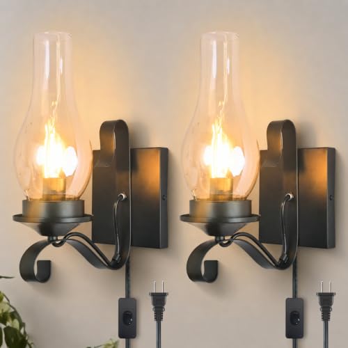 Black Plug in Wall Sconces 2 Pack (2 PACK-1)