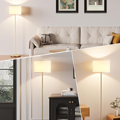 60'' Modern Floor Lamp with Shade (White Shade Gold Pole / 60 Inches (Without Bulb))