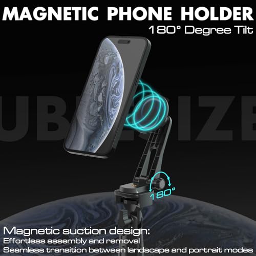 12'' LED Ring Light with 62'' Tripod Stand and Magnetic Phone Holder (12 in / Black Magnetic)