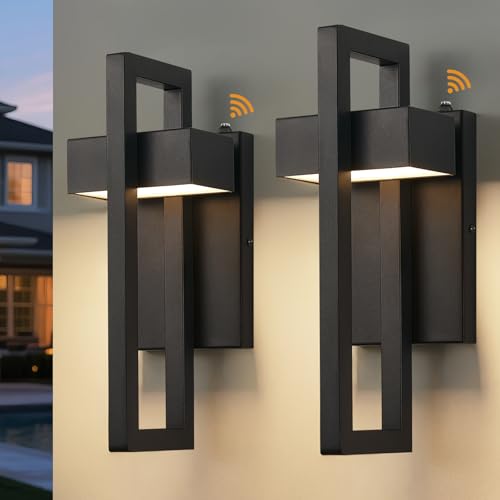 16.5'' LED Outdoor Wall Sconce Dusk to Dawn Black Exterior Lights (Black - Dusk to Dawn / 16.5Inch - 2 Pack)