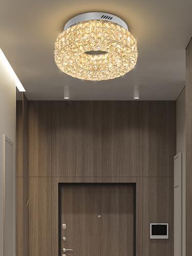 Modern Chandeliers for Living Room Crystal Chandelier Flush Mount Ceiling Light Fixture for Dining Room Living Room Bedroom Dimmable 2700