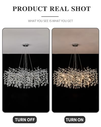 40" Modern Tree Branch Crystal Chandelier (40" Round / Silver)