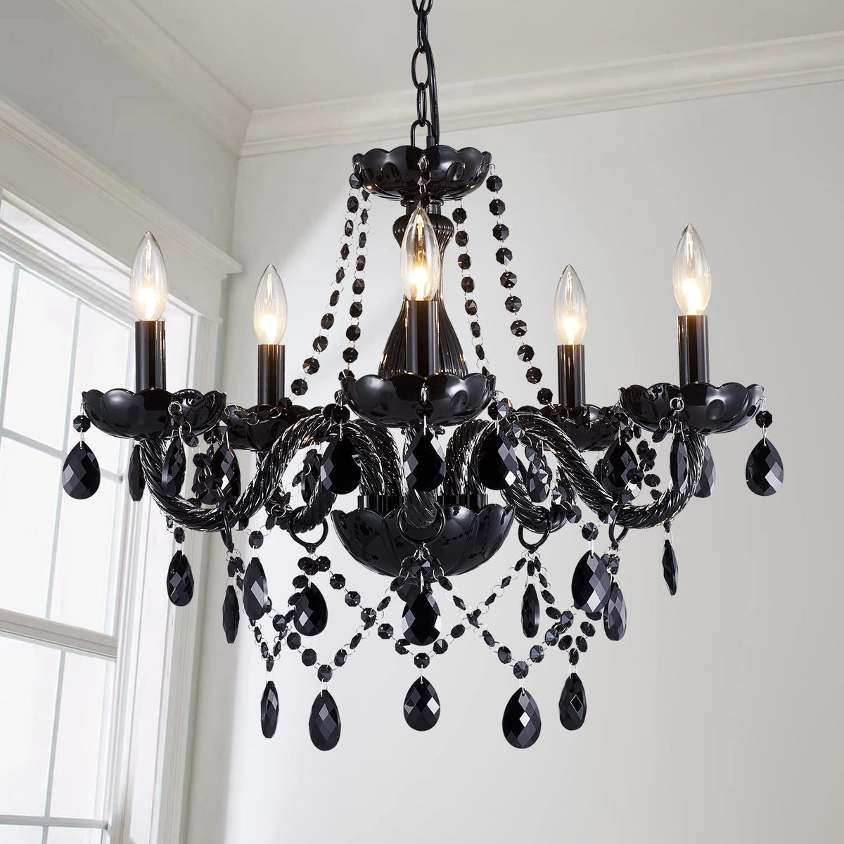 Saint Mossi Modern K9 Crystal Chandelier (Black Crystal / W19" 1 Tier)