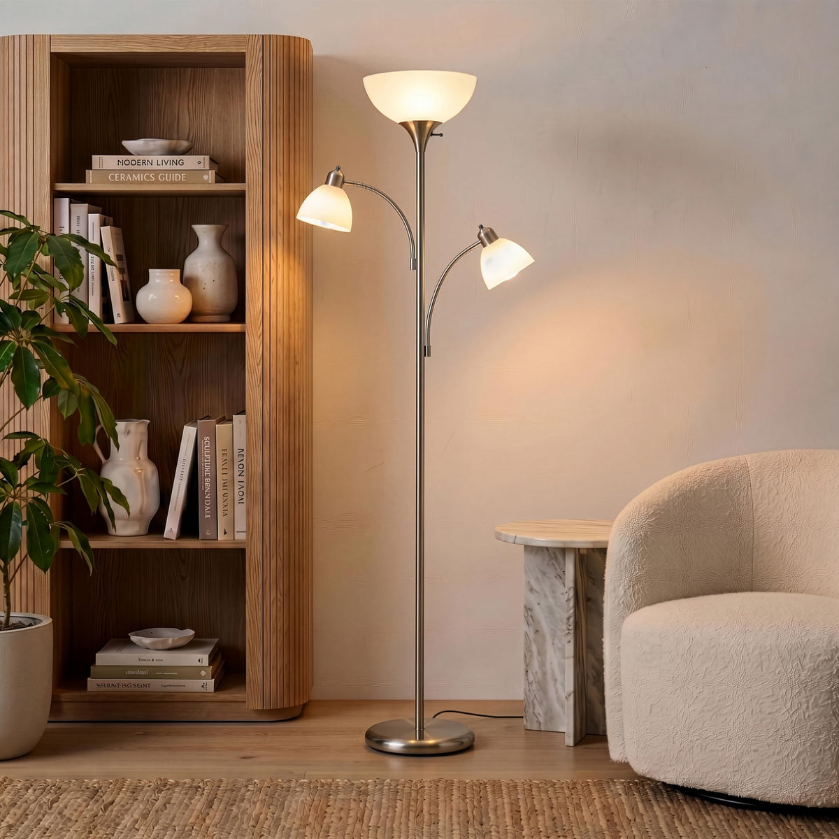 Sky Dome Double LED Floor lamp (Platinum Silver)
