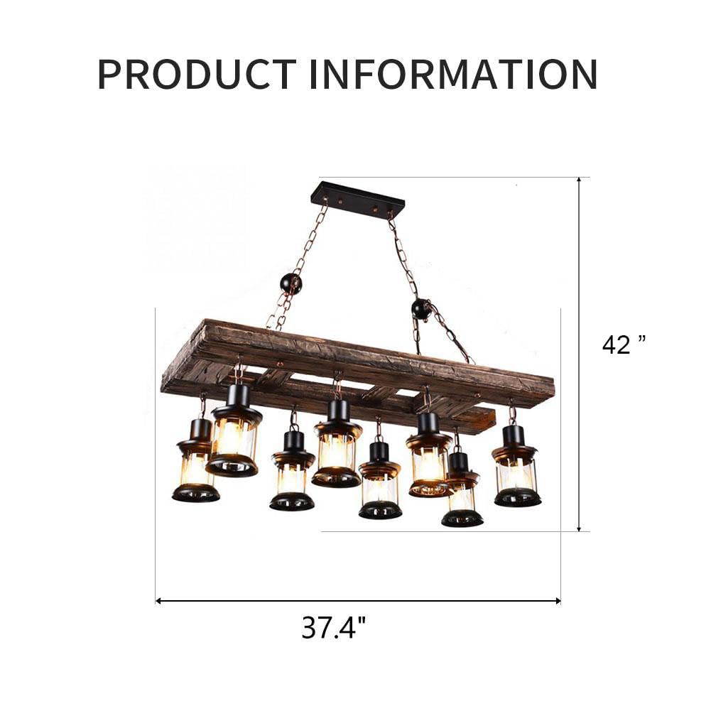 Retro Farmhouse Wood Chandelier (38 inch)