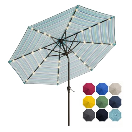 10FT Solar Patio Umbrella with Lights