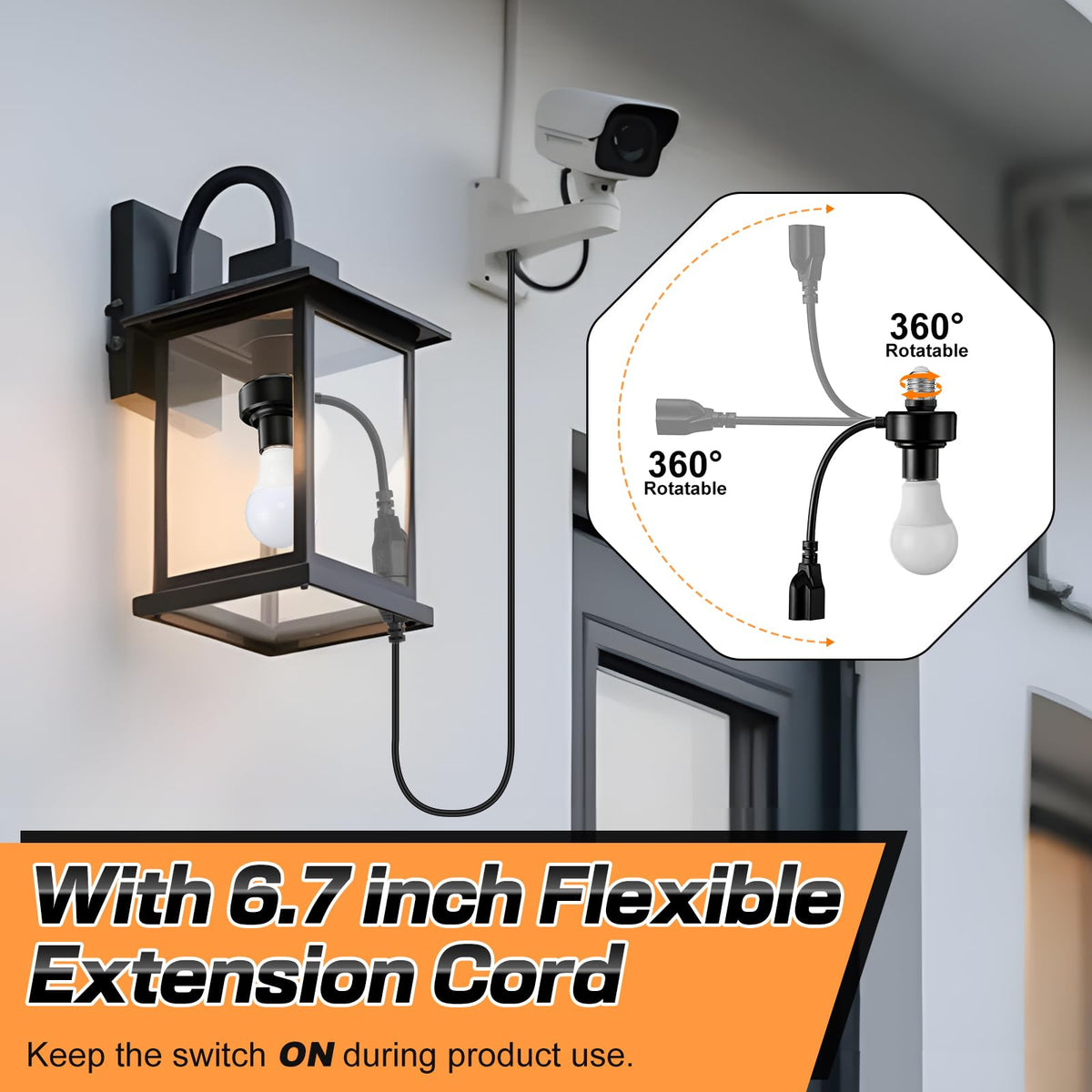 3 in 1 E26 Light Socket Outlet Adapter (Black)