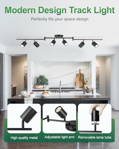 6 Ways Black Track Lighting Fixtures Ceiling Gu10 Bulb Not Included (Black / 6 Ways)