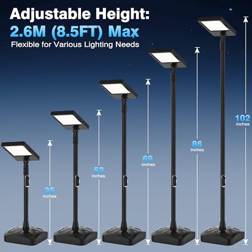 Movable Outdoor Solar Yard Lights with Pole ((Dual Speakers)102″ with water-fillable base)