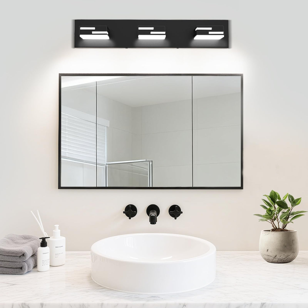 LED Modern Bathroom Vanity Light Fixtures (Black / 3-light, 22-inch)