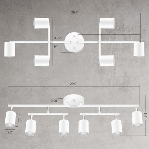 Track Lighting Fixture Ceiling (White / 29.9" 6 Light Track Light)