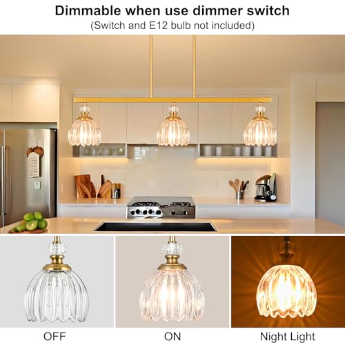 Gold Island Light for Kitchen (3-Light / Gold)