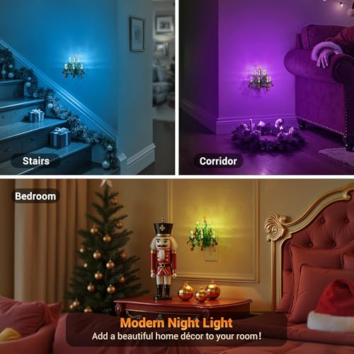 Christmas RGB Pendant Night Lights Plug into Wall (Christmas chandelier-RGB / 2 Pack)