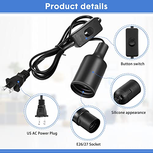 10 Pack Pendant Light Cord with Switch for E26 E27 (6 Feet)