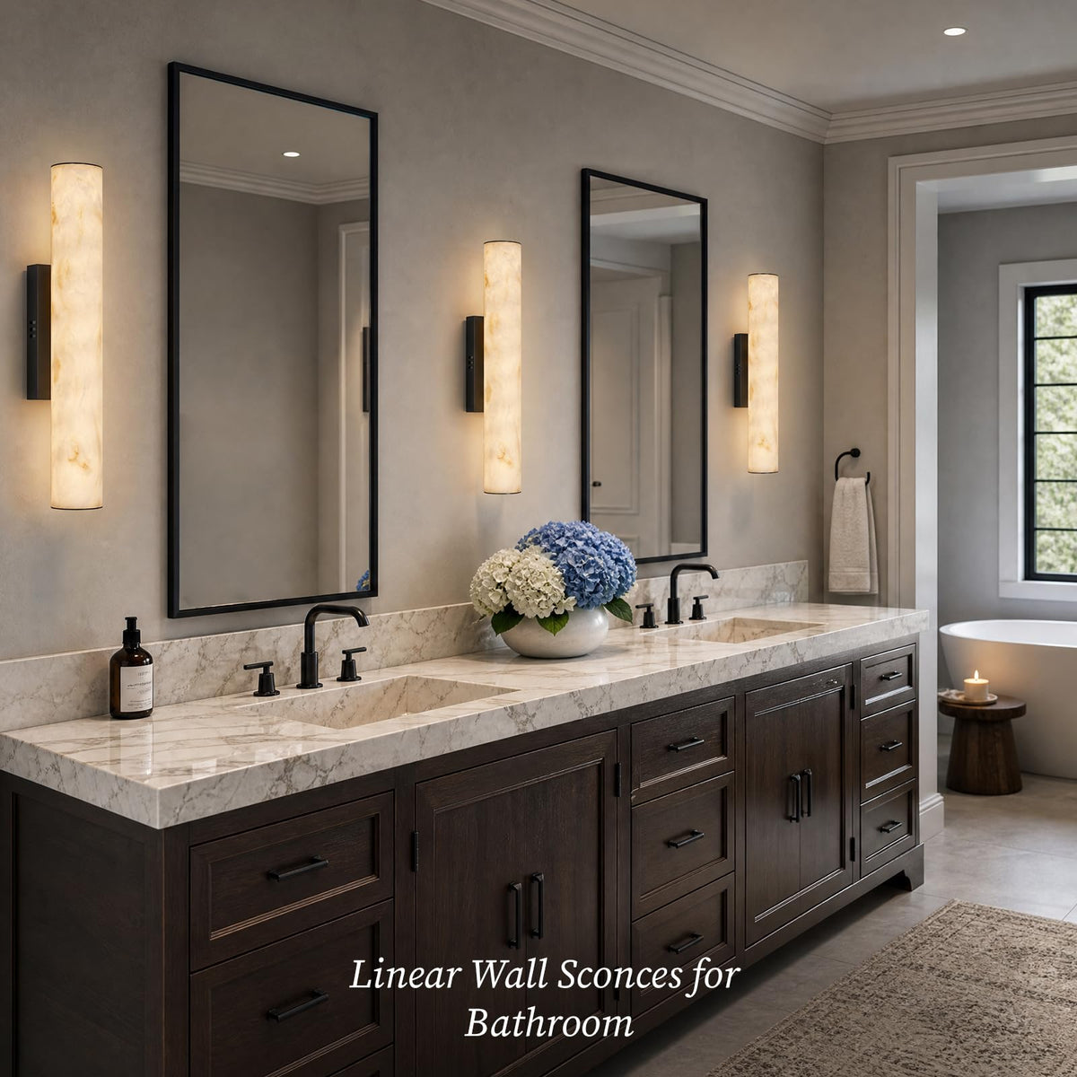 Artisan Alabaster Wall Sconces Set of 2 (Black-20in-2Pcs)