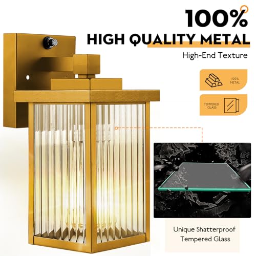 2 Pack Gold Dusk to Dawn Outdoor Wall Light (Gold / 10.6''-2 Pack)