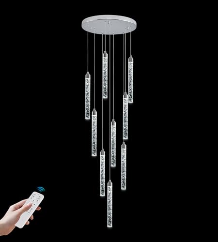 9 Lights High Ceiling Crystal Staircase Chandelier Silver (Chrome / 9 lights)