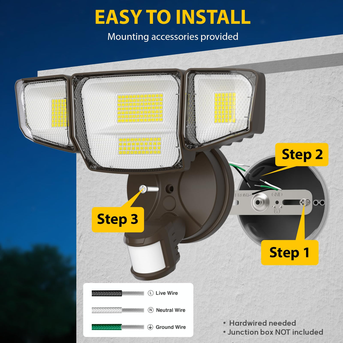 90W Motion Sensor Outdoor Lights (Brown)