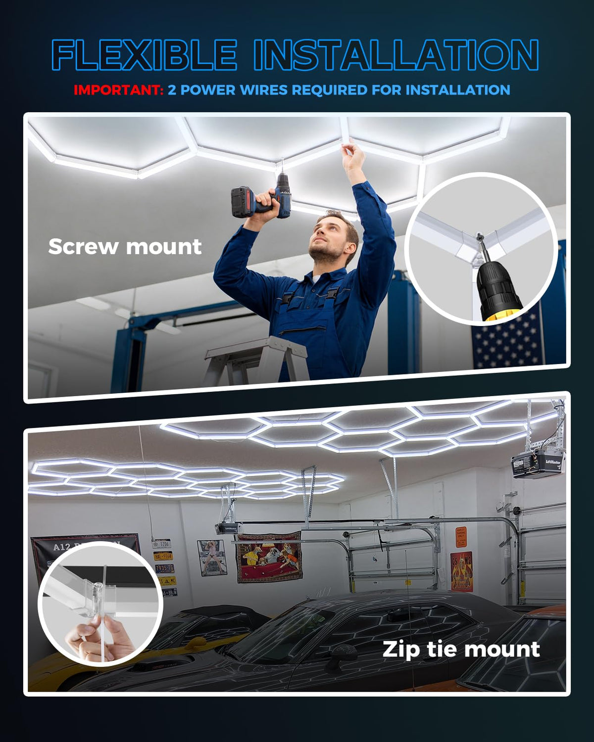 Hexagon Garage Lights 14 grids (14Gird B)