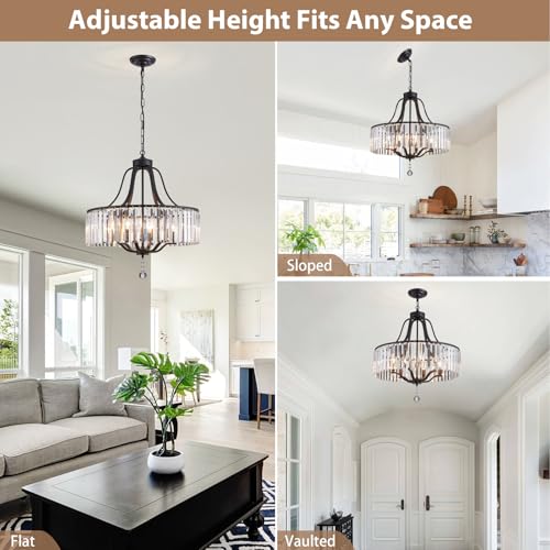 Modern Crystal Chandeliers Round 6 (168-Black)