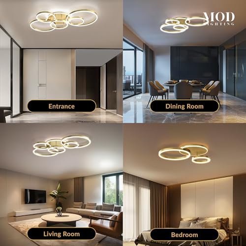 Chloe Flush Mount Ceiling Light (Metallic Gold / 6 Circles / Cool White)