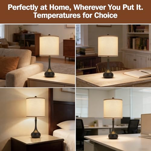 23" Farmhouse Table Lamp Set of 2 for Living Room Bedroom (Black2 / 23")