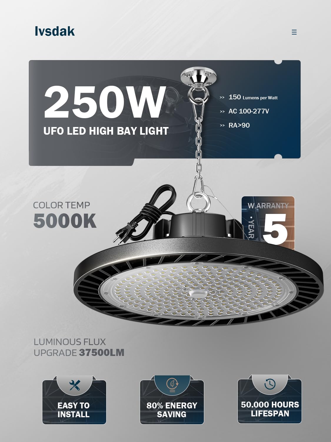 LED High Bay Lights 250w (250W 6P)